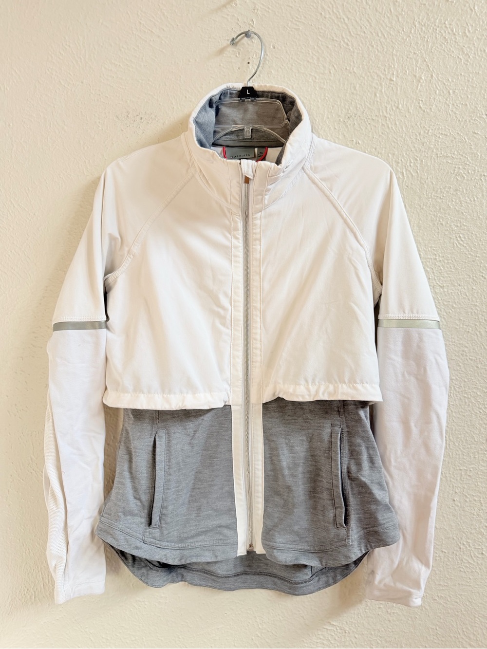 Athleta Quick Step white gray athletic jacket